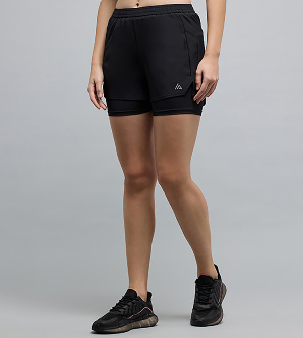 Solid Hybrid Shorts with Elastic Waist