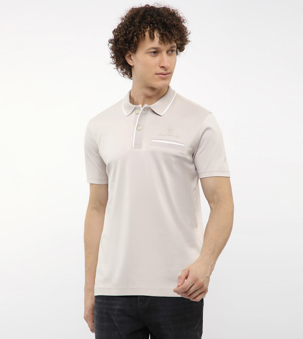 Contrast Tipping Short Sleeves Polo T-Shirt
