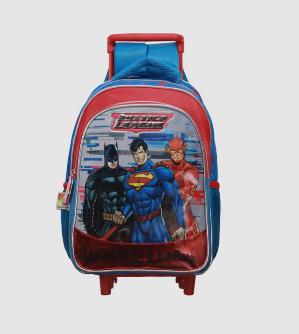 Justice Leauge Trolley Bag 2 Main Compartments And 2 Side Pockets