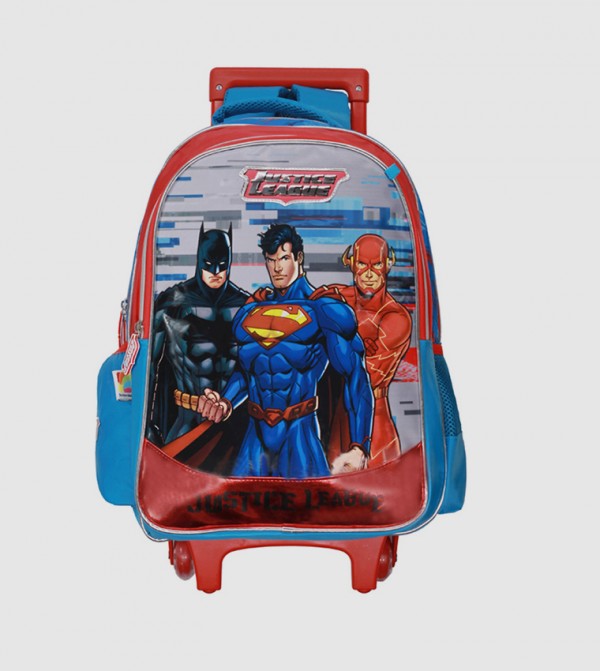 Justice Leauge Trolley Bag 2 Main Compartments And 2 Side Pockets