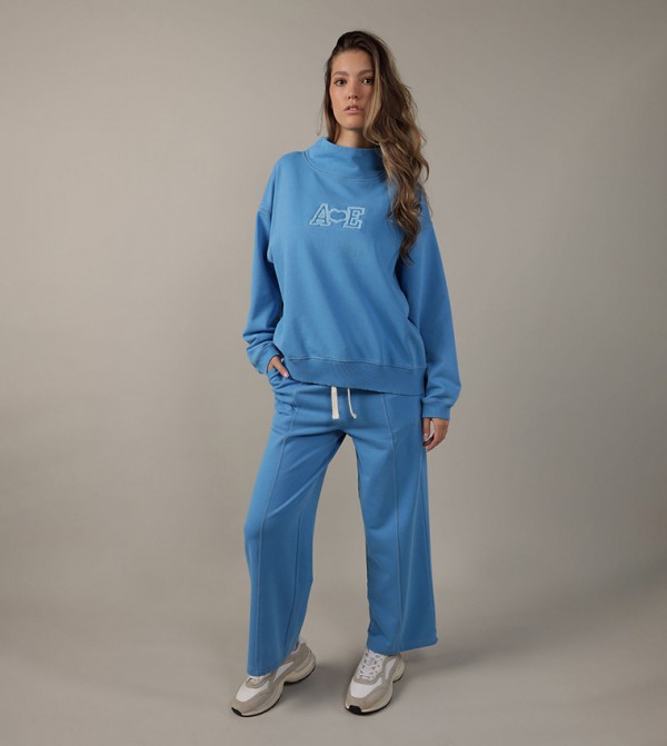 Logo Embroidered Mock Neck Sweatshirt