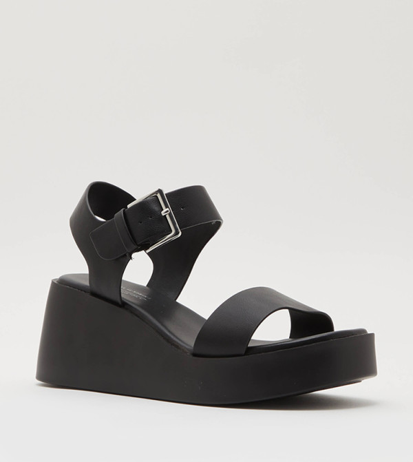 MERISA Solid Buckle Closure Platform Sandals