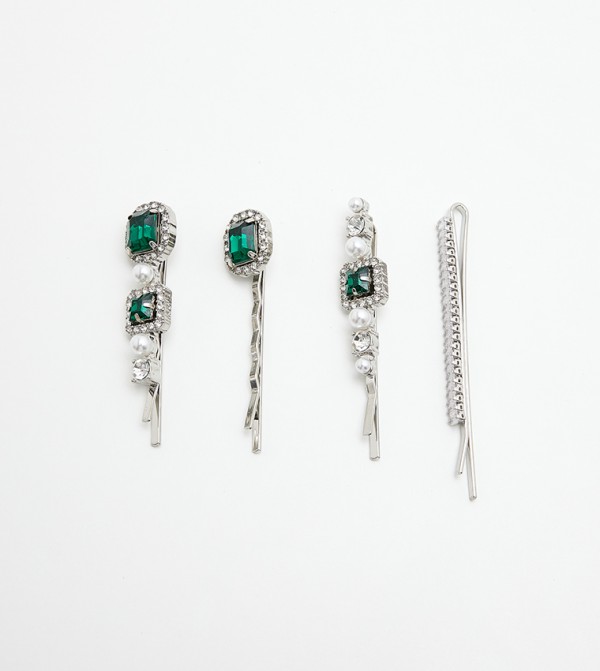 Buy Aldo Accessories DWARELI Multipack Embellished Hair Pins In Dark Green