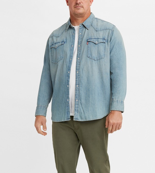 Levi's barstow best sale western shirt blue