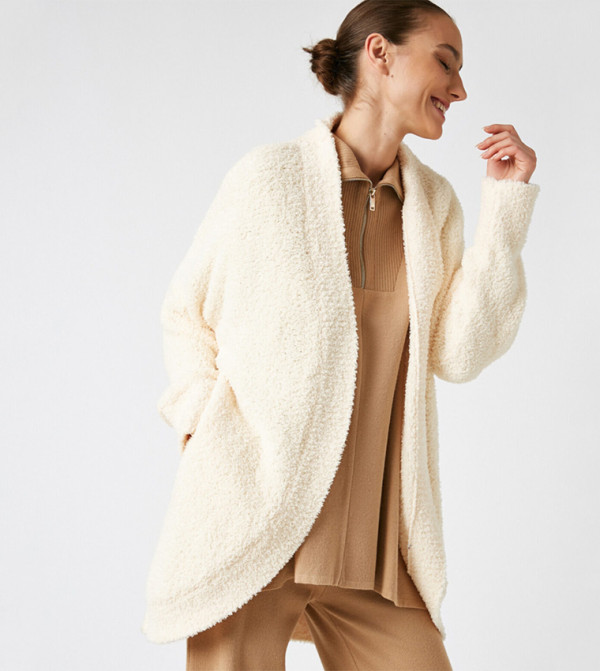 Mayoral Zip Up Furry Cardigan in Chickpea main image 1