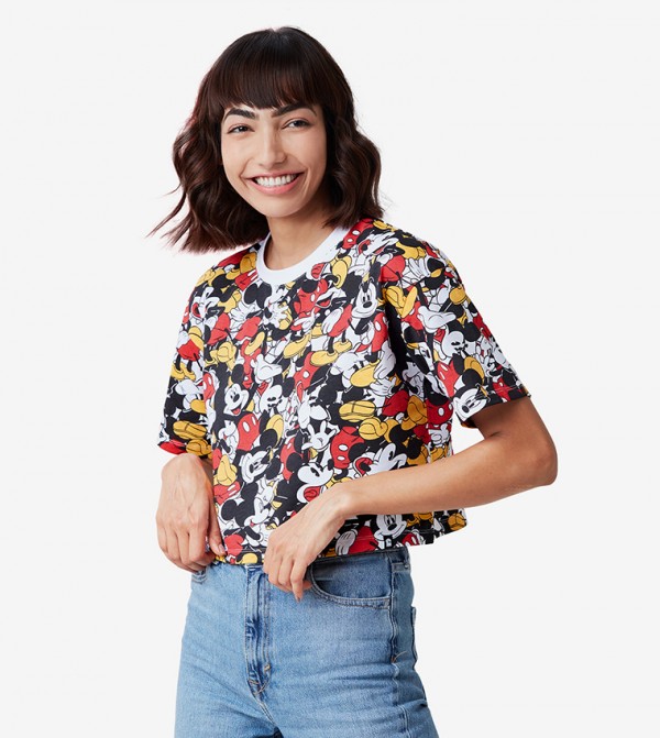 Buy The Souled Store Mickey Mouse Printed Crop Top In Multiple Colors ...