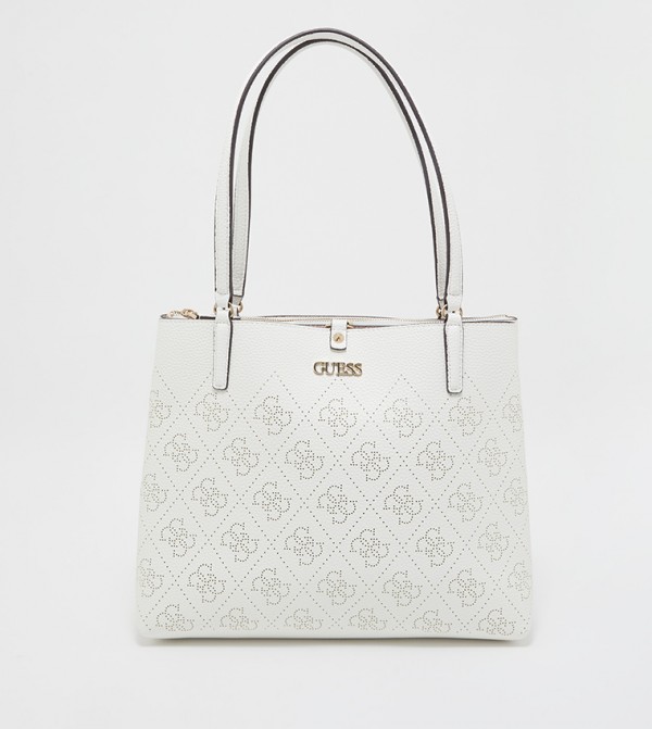 Buy Guess Amara Logo Detailed Tote Bag In White 6thStreet Saudi Arabia