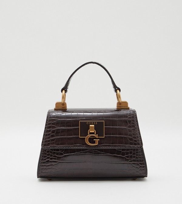 Buy Guess Stephi Textured Micro Mini Tote Bag In Brown