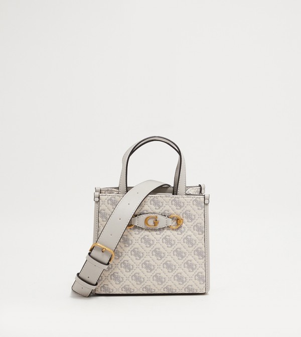 Buy Guess IZZY Monogram Patterned Mini Tote Bag In Black 6thStreet
