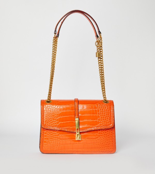 Orange leather crossbody clearance bag