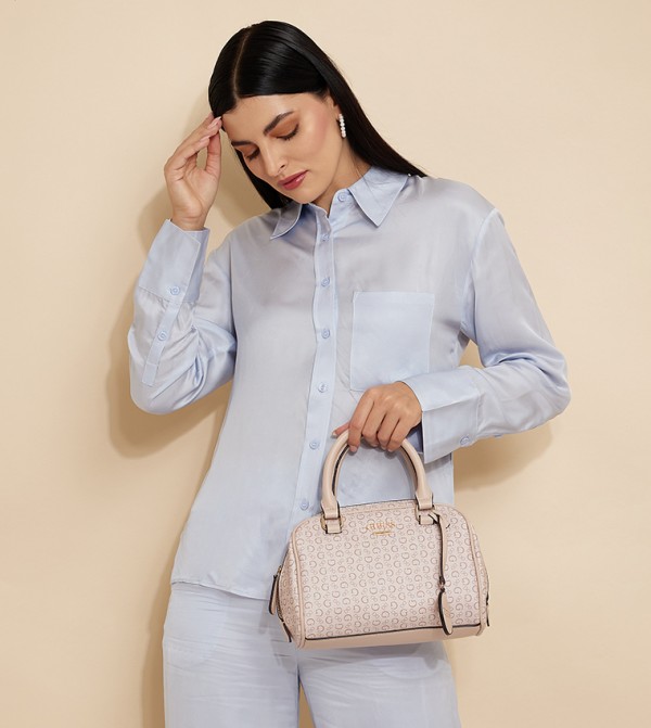 Buy Guess Monogram Patterned Satchel Bag In Beige 6thStreet Saudi Arabia