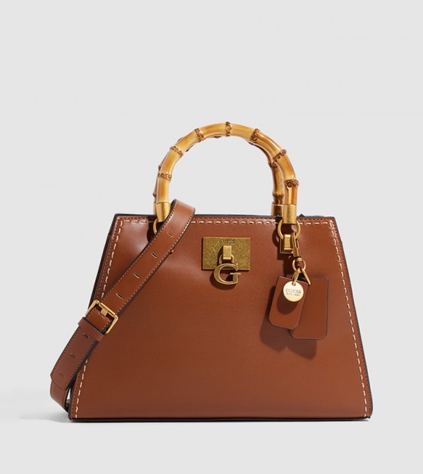 Bamboo Handle Satchel Bag