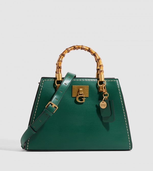 Buy Guess Bamboo Handle Satchel Bag In Green | 6thStreet Oman