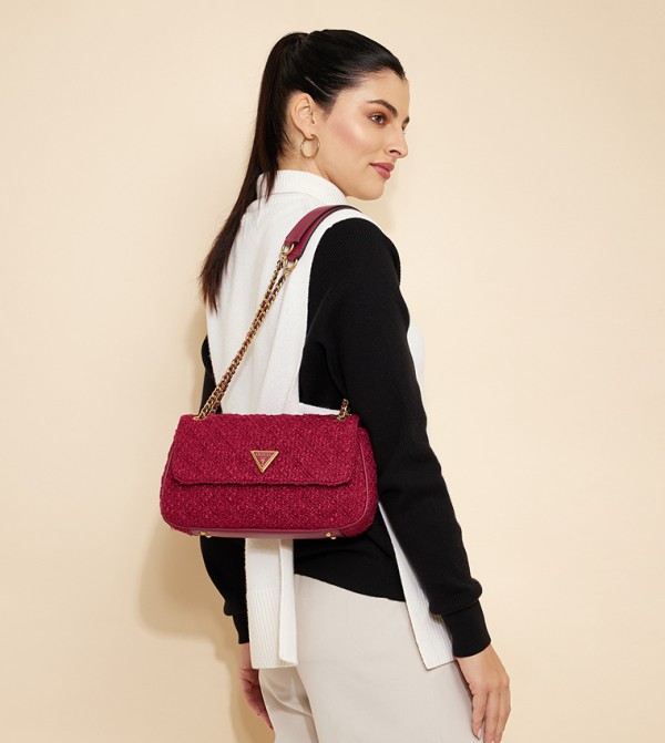 Buy Guess Woven Convertible Shoulder Bag In Red 6thStreet Saudi Arabia