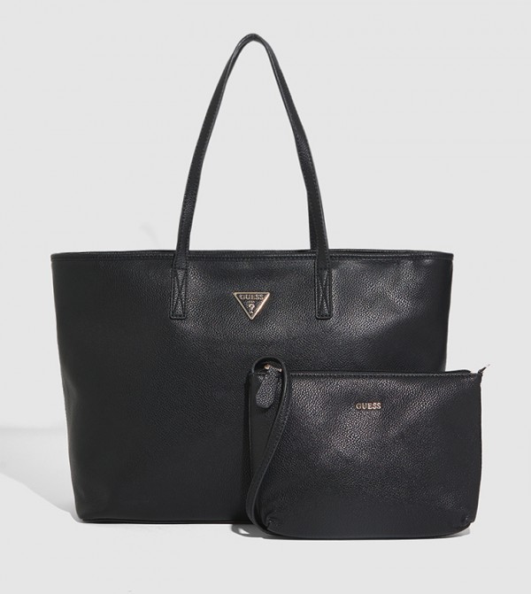 Textured Tote Bag with Pouch