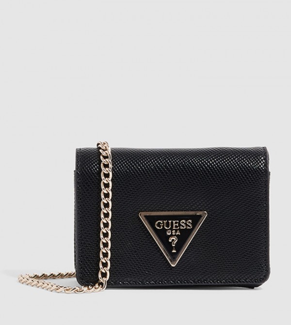 Buy Guess Textured Mini Wallet With Sling In Black | 6thStreet UAE
