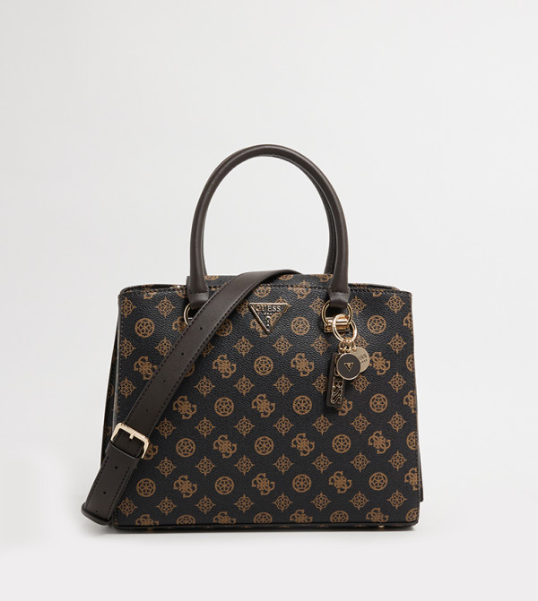 Buy Steve Madden Monogram Patterned Satchel Bag In CHOCOLATE 