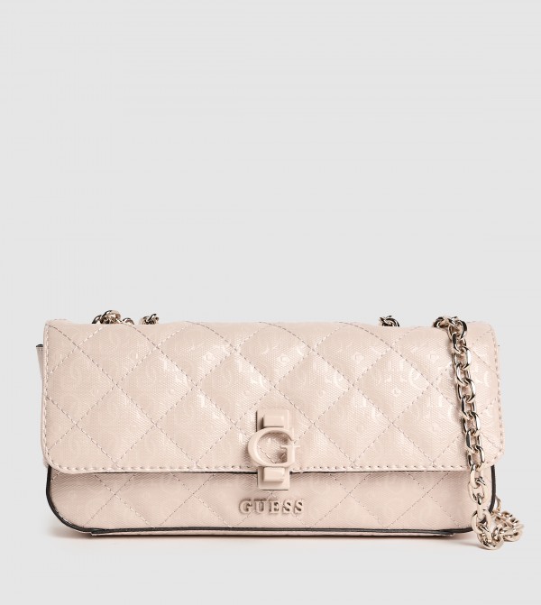 Logo Patterned Convertible Shoulder Bag