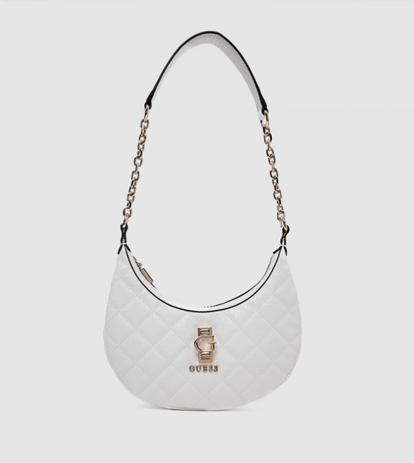 Quilted Logo Patterned Shoulder Bag