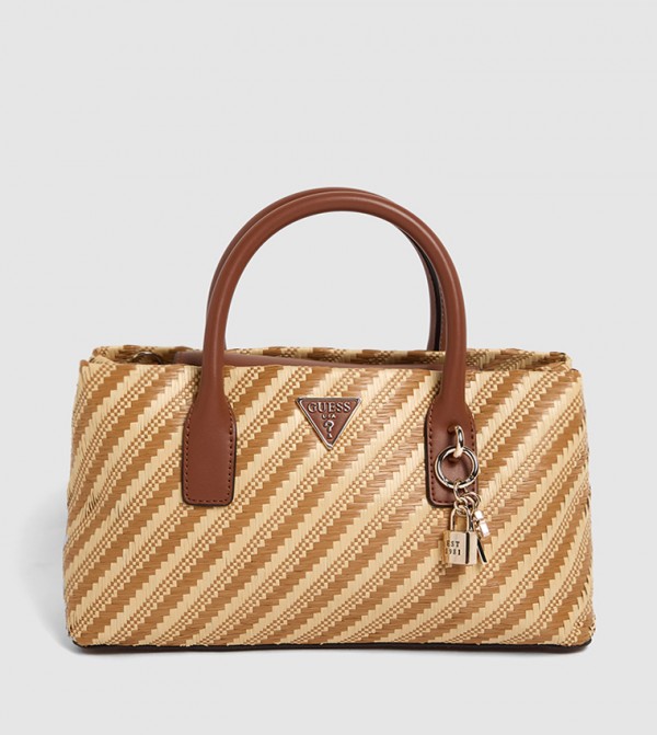 Patterned Zippered Satchel Bag