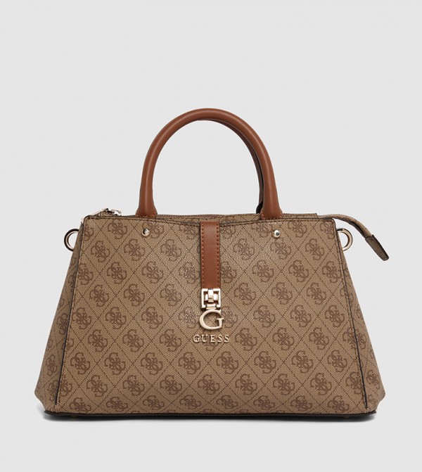 Logo Patterned Satchel Bag