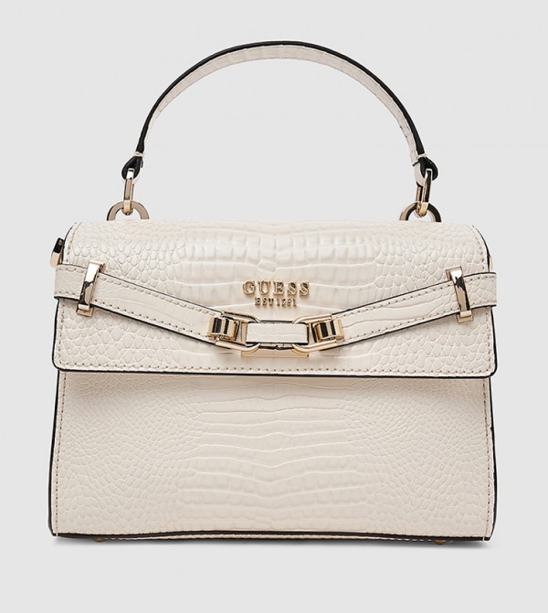 Croc Textured Top Handle Bag