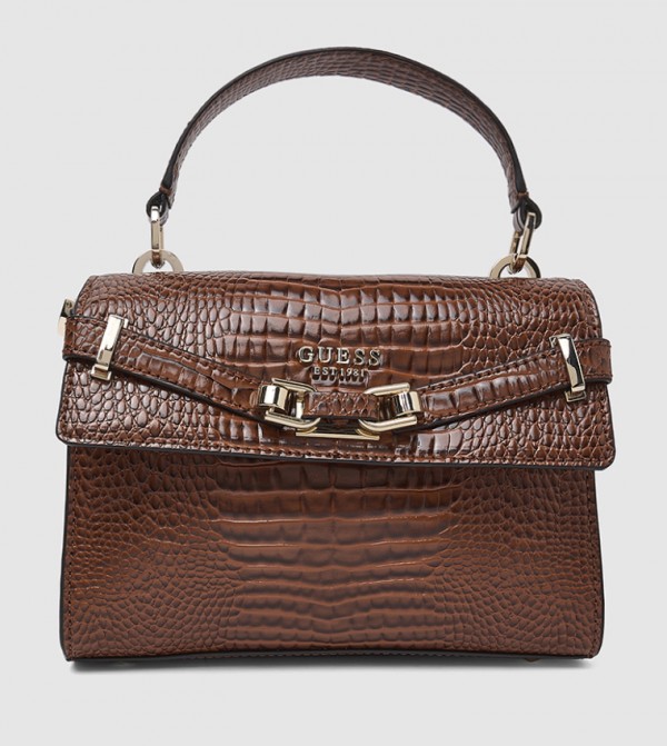 Croc Textured Top Handle Bag