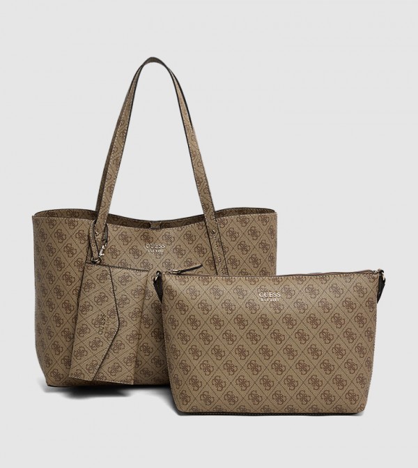 BRENTON Logo Printed Tote Bag with Pouch