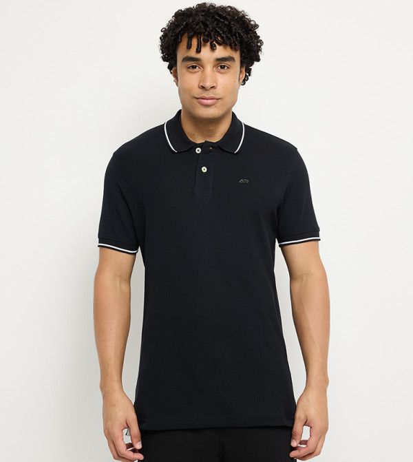 Contrast Trim Short Sleeves Polo T-Shirt 