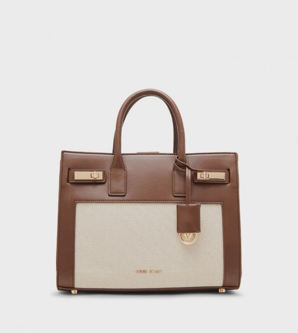 Color Block Zippered Satchel Bag