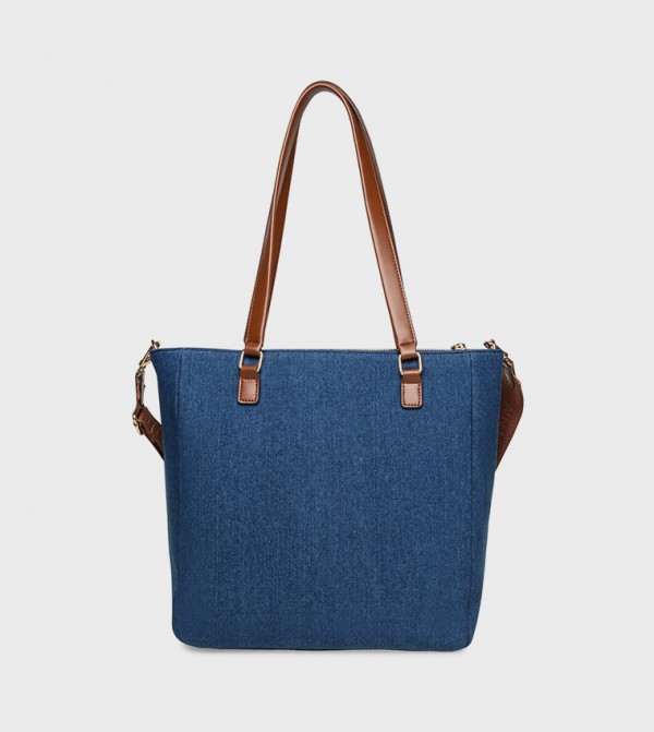 Logo Detail Zippered Tote Bag