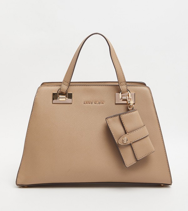 Textured Satchel Bag with Coin Pouch