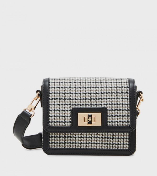 Houndstooth Patterned Crossbody Bag