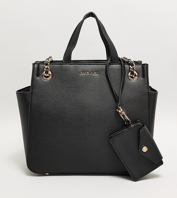 Textured Tote Bag with Coin Pouch