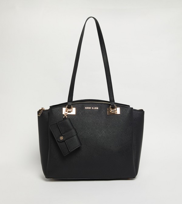 Textured Shoulder Bag with Pouch