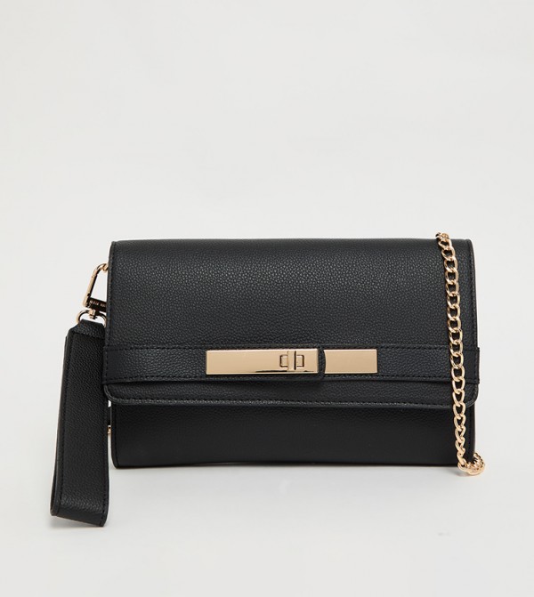 Textured Flap Wallet with Sling
