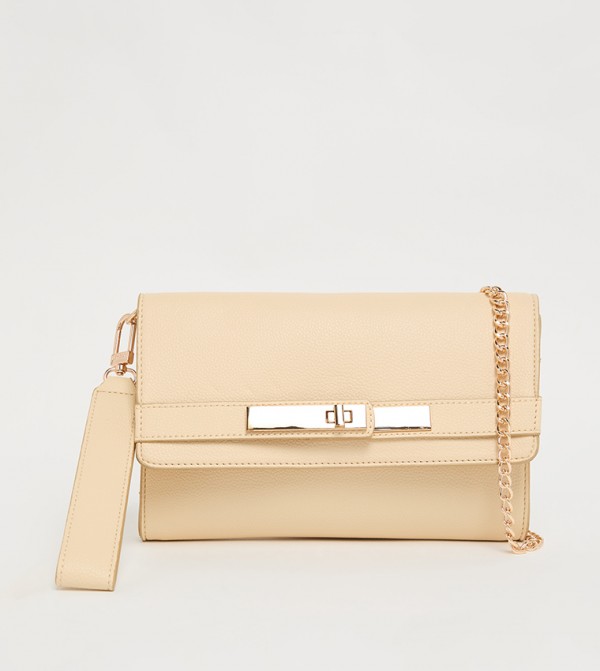 Textured Flap Wallet with Sling