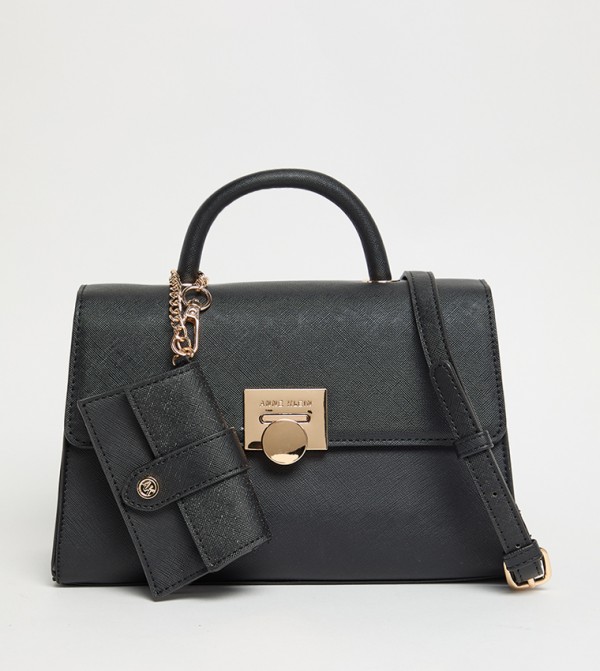 Textured Top Handle Bag with Pouch