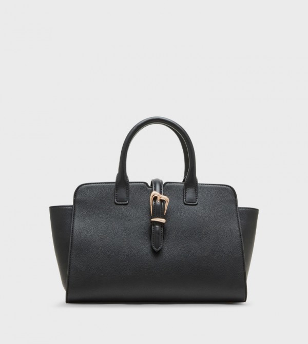 Textured Buckle Detail Satchel Bag