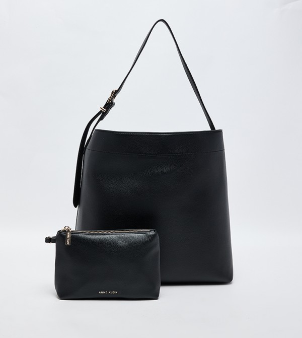 Textured Bucket Bag with Pouch