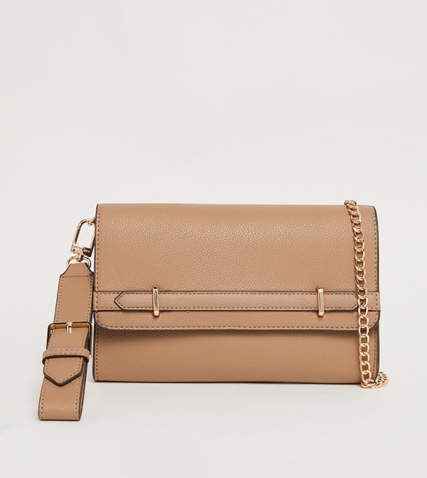 Textured Flap Wallet with Sling