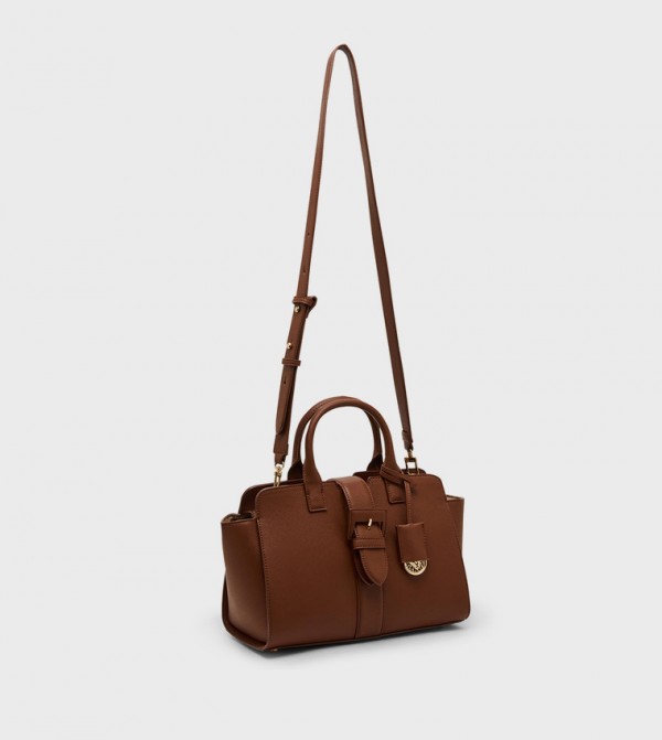 Textured Buckle Satchel Bag