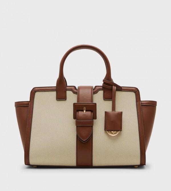 Color Block Buckle Satchel Bag