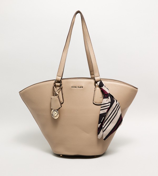 Textured Bucket Bag with Scarf Detail