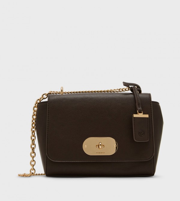 Textured Twist-Lock Shoulder Bag