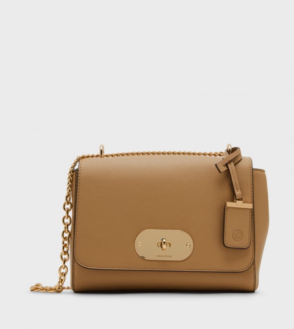Textured Twist-Lock Shoulder Bag