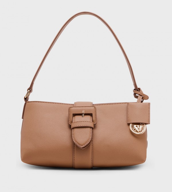 Textured Buckle Detail Shoulder Bag