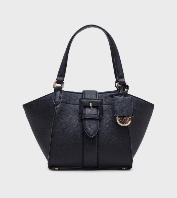 Textured Buckle Detail Tote Bag