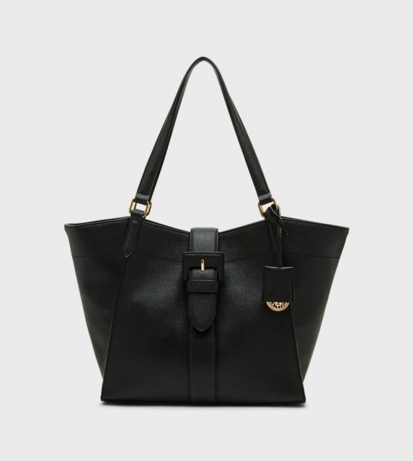 Textured Buckle Detail Tote Bag