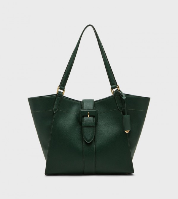Textured Buckle Detail Tote Bag
